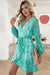 Pompom Trim Puff Sleeve Belted Lace Dress