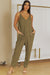 Spaghetti Strap Deep V Jumpsuit with Pockets