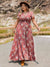 Plus Size Floral Slit Ruffle Hem Dress