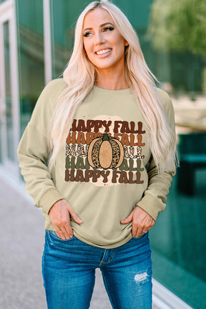 HAPPY FALL Pumpkin Dropped Shoulder Sweatshirt